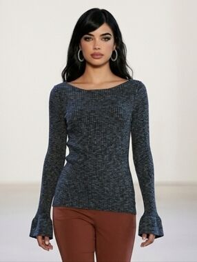 Theory  Boatneck Ribbed Sweater  Size Medium